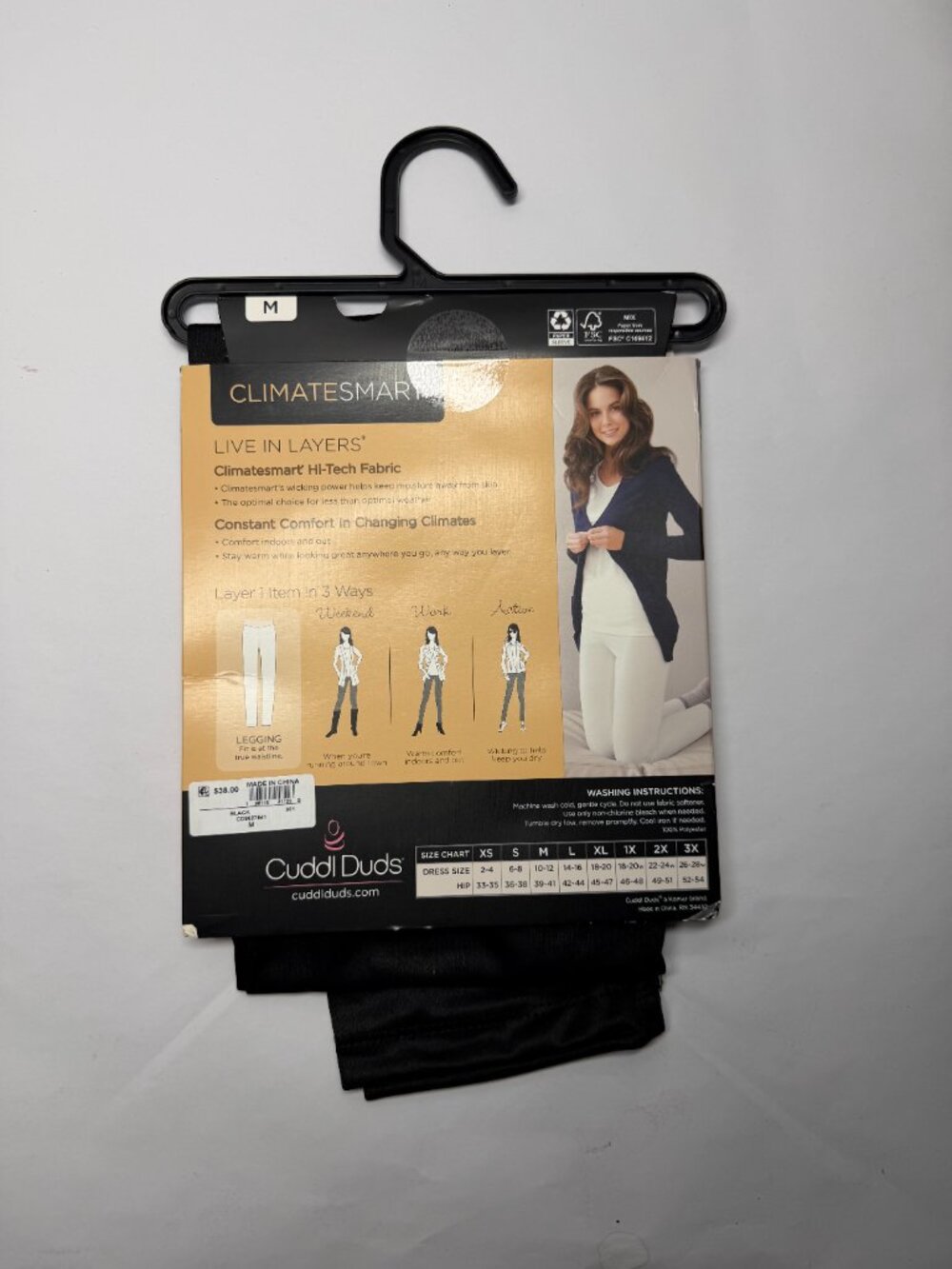Cuddl Duds Women's Climatesmart Mid-Rise Leggings - Black - Picture 3 of 3